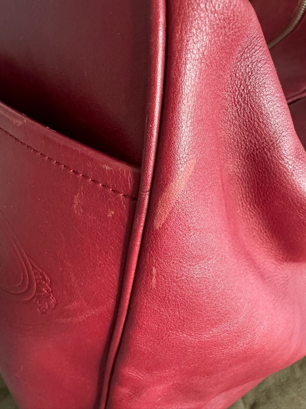#282 Tod's Burgandy Large Leather Hobo Shoulder Bag w/ Dust Bag - Picture 6 of 17
